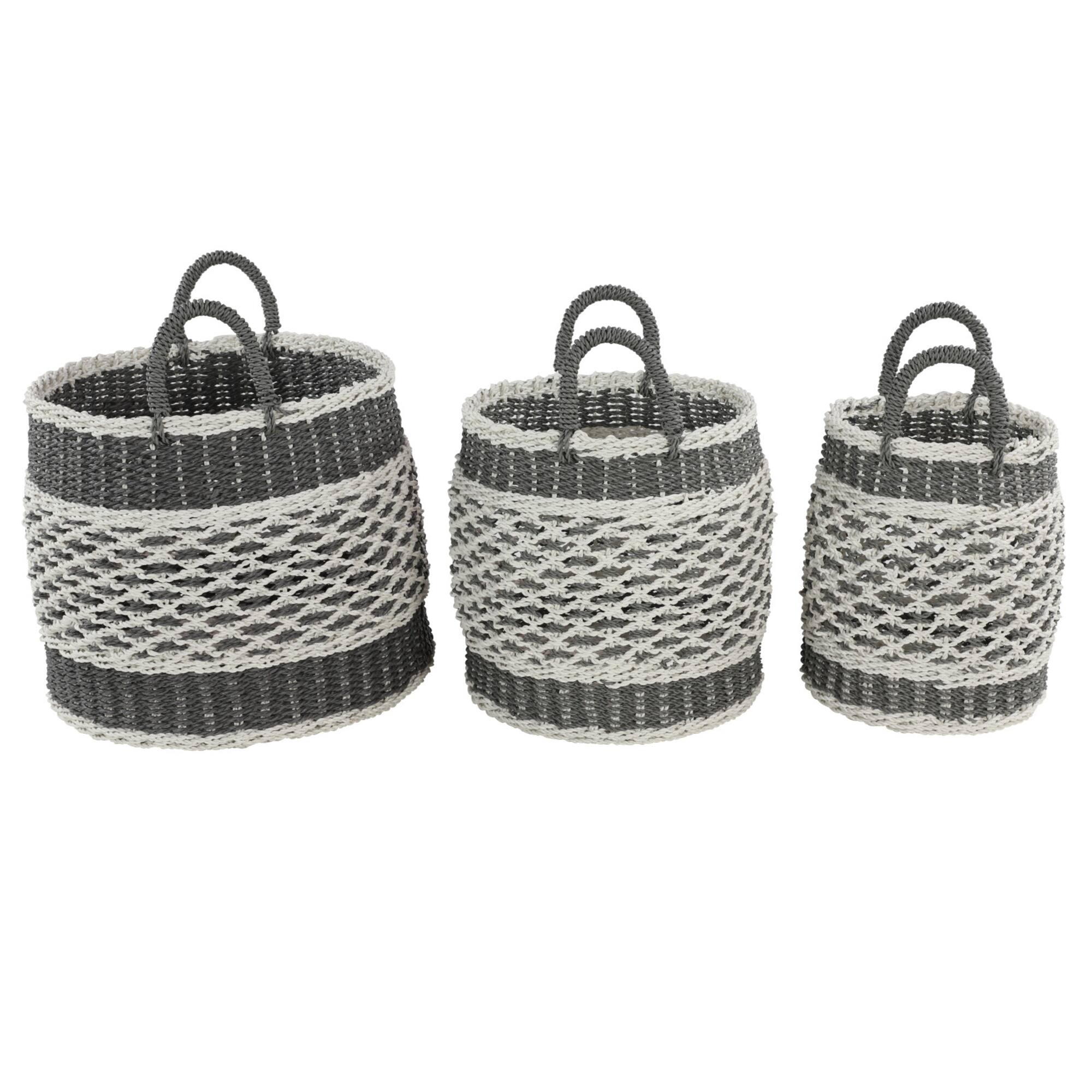 Gray Plastic Eclectic Storage Basket Set